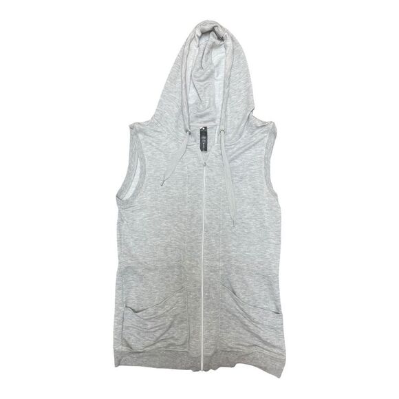 Yogalicious Heather Gray Zip-Up Hoodie Sweatshirt Vest Size M Sleeveless Cozy - Picture 9 of 9